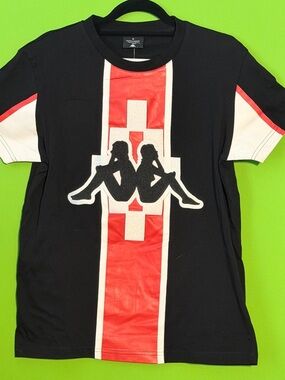 Kappa Black, Red & White Logo Stripe Tee